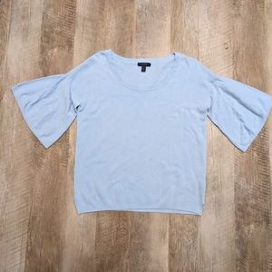 J. Crew Baby Blue Sweater Top Short Bell Sleeve Cotton